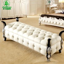 风飞扬皮质床尾凳,欧式床尾几纯实木,哑光喷漆床榻,型号: CWD-01