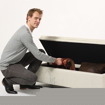 百伽现代简约布艺床尾凳,实木框架带储物功能床尾凳,型号05103101