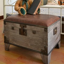 杉木整装实木床尾凳,尚森S1241收纳储物凳,PU皮坐垫床前凳