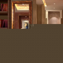 维卡生活现代中式悬挂式穿衣镜,金银色印花雕刻高级防水全身镜