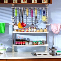 宝优妮双层金属厨房挂架,象牙色可调节锅铲架,货号: DQ-0777-18