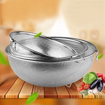 HUANXIPO加厚型不锈钢沥水篮,BH03水果篮子三件套,时尚厨房果菜篮