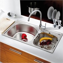 中宇不锈钢双槽环保厨盆,进口无铅磨砂珍珠面水槽,WJY67005-1