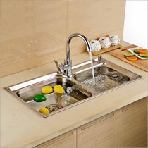 普莎静音防锈厨房双槽厨盆,PS-SSCT系列防腐双折欧式电拉丝水槽
