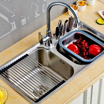 格非牌不锈钢厨房水槽,GF-G01304型一体式水槽,卷动式沥水架设计