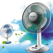 艾美特家用台式摇头电风扇,灰白智能定时电扇,超静音节能耐用风扇