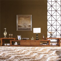 心居名家现代中式白蜡木伸缩电视柜,XJ-K903系列深咖啡色实木地柜