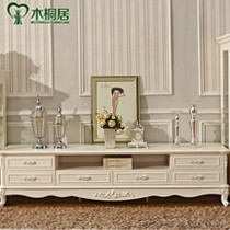 木桐居品牌清新欧式实木电视柜,荷花白烤漆工艺,型号: MTJOD