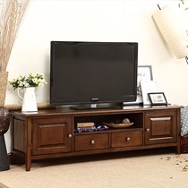 熙和黑樱桃木美式乡村电视柜,浓咖啡色实木电视柜,多功能电视储物柜