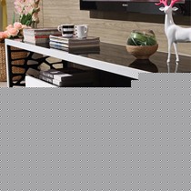 林氏TV203钢化玻璃电视柜,简约镂空电视柜,黑白可储物电视柜