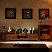 客厅老榆木电视机柜,东域春意中式储物地柜,多功能5-H01实木电视柜