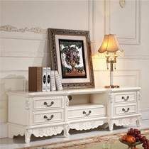 象牙白色实木电视柜,欧式法拉丹顿客厅地柜,宽大抽屉储物矮柜9E05