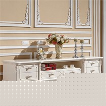 富创欧式实木电视柜,田园典雅组合视听柜,象牙白雕花8805储物柜