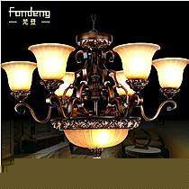 梵登品牌优质铁艺吊灯,精美雕刻工艺灯具,双层式设计,非凡名品,型号1022-8+3