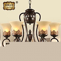 奥登古堡,欧洲法式铁艺吊灯,黑色仿古艺术灯,型号:1018-6D