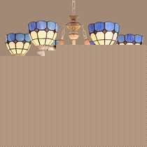 梵希地中海手工雕刻吊灯,铁艺玻璃装饰灯,型号:DD988