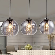 毅胜简约现代式三头玻璃罩吊灯,C859-3长盘灯具,餐厅吊灯