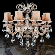 华艺灯饰水晶玻璃灯具,布艺客厅吊灯,创意干邑色吊灯型号: DD22