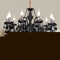 创阳之光客厅水晶玻璃吊灯,亮光黑家居10头灯具,螺纹灯壁灯饰照明