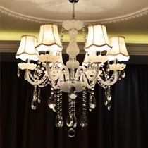 维妮客厅多头水晶吊灯,布艺灯罩K9水晶客厅吊灯,型号;7522