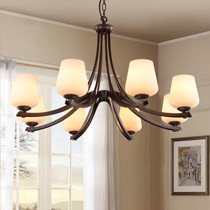 美然灯饰M1089-8HA铁艺吊灯,复古玻璃灯罩吊灯,吸吊两用拉丝客厅灯