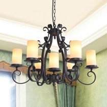 美然灯饰美式客厅灯饰,玻璃磨砂枝型吊灯,型号: M1090-7HA