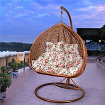 藤爵田园双人吊篮吊椅,藤编户外休闲椅,鸟巢形阳台吊篮椅,货号D35-1