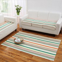 蔻姿时尚简约条纹布艺地毯,手工织造长方形透气沙发垫,JJ130292