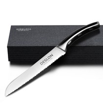 进口钢材锋利锯齿刀,德世朗抗菌面包刀,弧形手柄冻肉刀型号LY-007