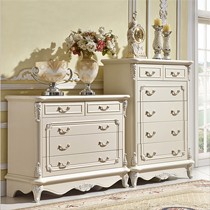 康诺威欧式实木卧室组装五斗柜,K909系列雕花描银橡胶木储物柜