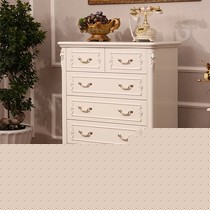 环保板式组装六斗柜,简雅佳象牙白简约储物柜,型号: 657欧式立体雕花斗橱