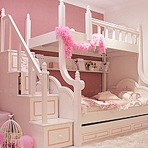 爱奥尼欧式多功能高低公主床,哑光粉色主题儿童床,型号A613