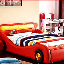 奥妮帝斯 儿童床皮床 汽车床卡通床 欧式男孩女孩儿童床 储物