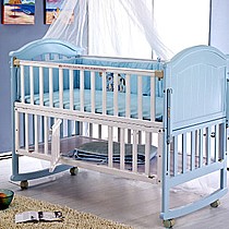 乐奇宝贝全实木摇摇床,最好用的婴儿床,品牌保障,时尚全能型,型号法莱德维