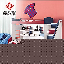 星河湾品牌高品质密度板儿童床,鲜亮典雅子母床,一流色彩搭配,人性化设计,型号6081