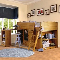 喜梦宝多功能宜家儿童床,田园风金麦色实木床,型号: FB00042-0