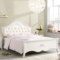 和购家具橡胶木1.5米儿童床,韩式田园白色单人床,HG05型号实木床