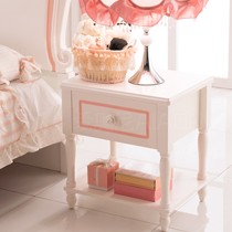 爱奥尼粉色公主储物床头柜,进口樟子松材质坚固耐用,玫瑰拉手可爱田园风格