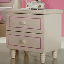 宜捷家居XLF--8808田园可爱风格E1级别密度板儿童床头柜,圆角钝化抽屉开关无声静音床头柜
