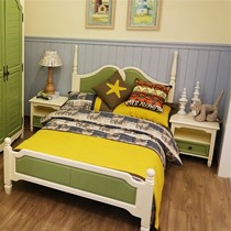 尚上唯品实木地中海儿童床头柜,雕刻柜脚环保油漆饰面床头柜,型号9R512