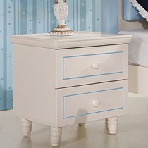 豪享家园实木组装儿童床头柜,静音环保茉莉白二斗柜,型号: 8813