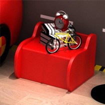 奥妮帝斯大红色皮质床头柜,PT005弧形框架现代柜子,儿童房储物收纳柜