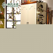 林氏木业,自然美式田园风实木儿童衣柜,珍珠白平拉式双门LS06B2