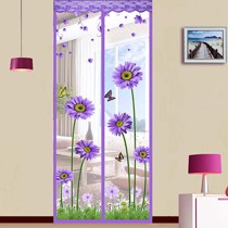 菠萝蜜抗风防虫印花纱帘,涂层边布结实耐用,小网眼3D静音门帘