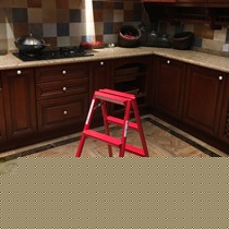 HASEGAWA正红色三步梯,铝合金防滑梯子,便携式可自立凳子