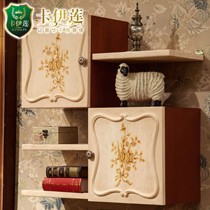 卡伊莲卧室桦木色吊柜,欧式板式彩绘图案组合壁柜,型号BF2M