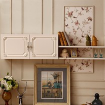 林氏木业仿古白欧式吊柜,艺术风情精美雕花玫瑰拉手挂柜,货号BC2M