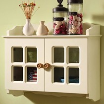卡伊莲田园吊柜,GQ01型象牙白板式吊柜,双玻璃门三层储物挂柜