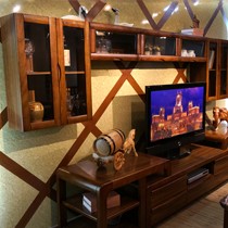 好战友实木组合厅柜,中式环保耐用吊柜,HZY-BM乌金木色挂柜