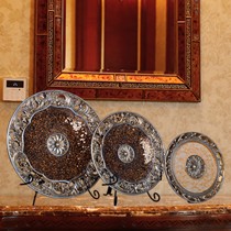 雅尊家居欧式圆盘摆件,BSDW127树脂桌面摆设品,古典雅致玻璃贴贝装饰品